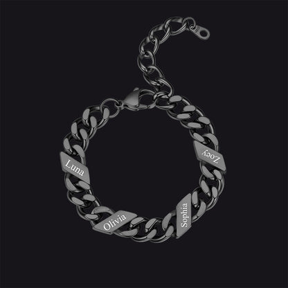 Custom Engraved Name Cuban Link Chain Bracelet for