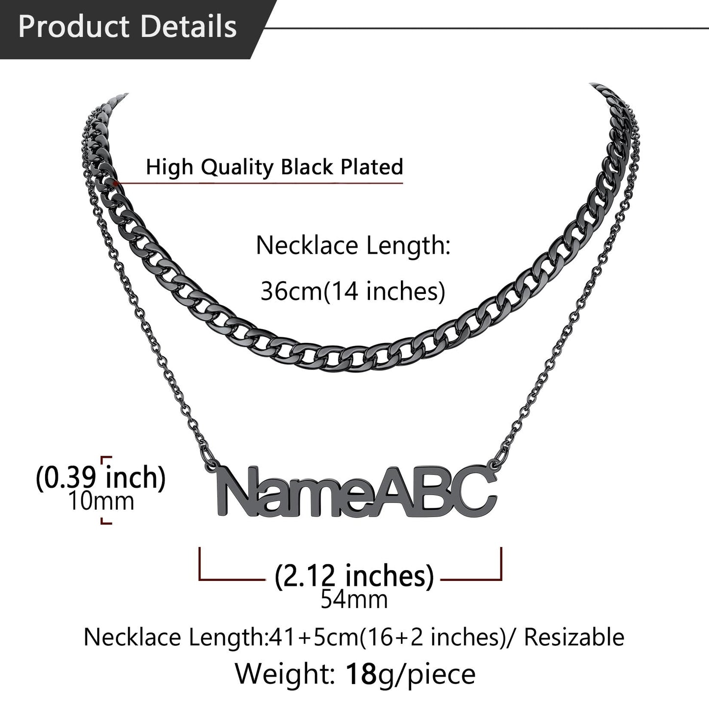 Cuban Chain & Personalized Name Layered Necklaces Set for