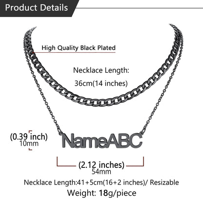 Cuban Chain & Personalized Name Layered Necklaces Set for