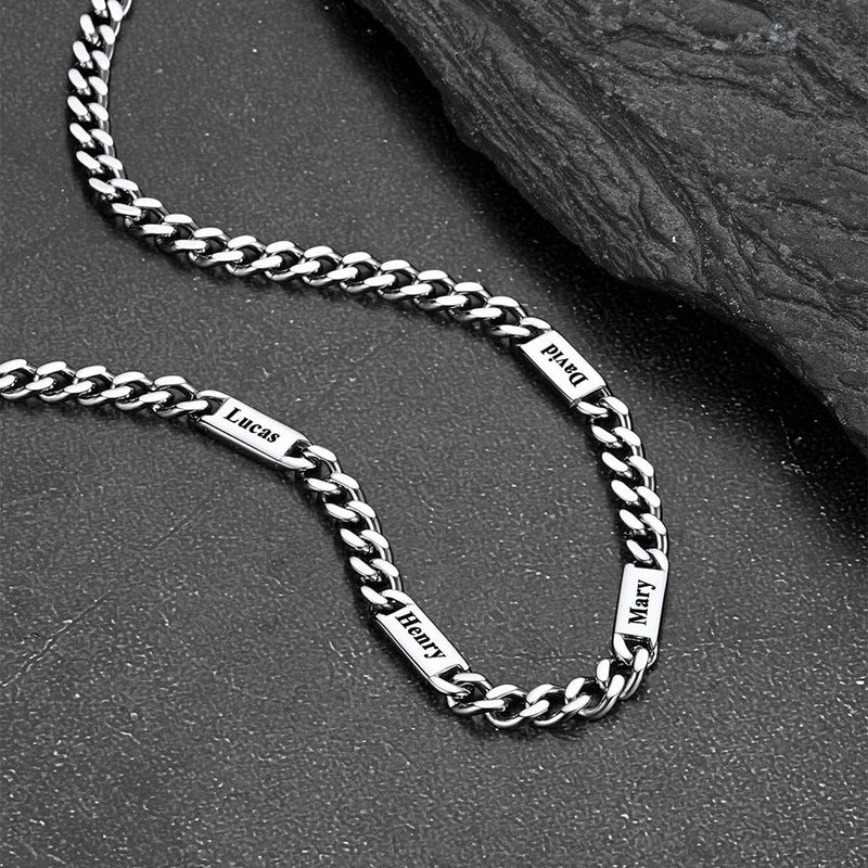 5/7mm Engraved Name Cuban Chain & Bracelet Gift Set for