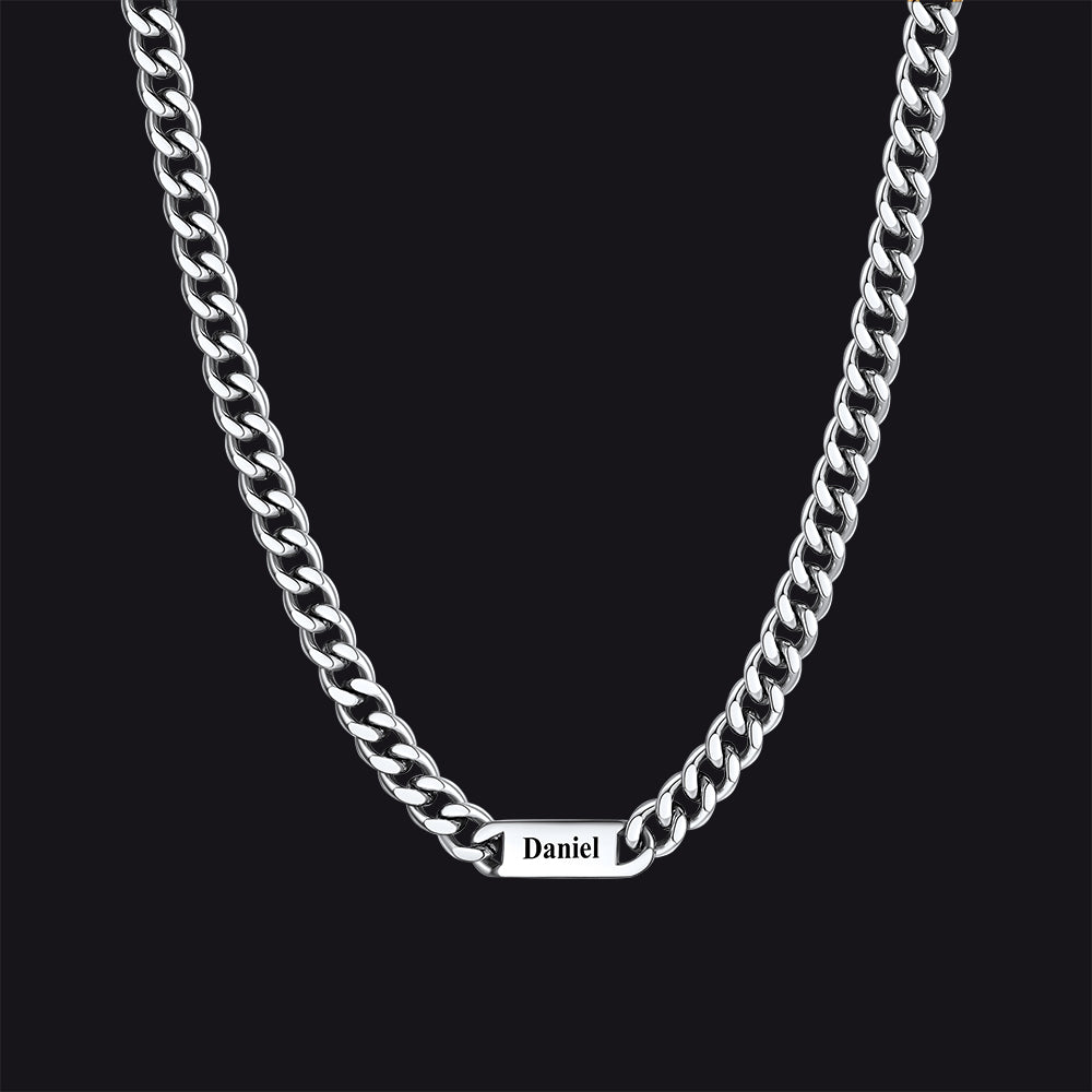 Customized Engraved Cuban Chain Name Link Necklace for