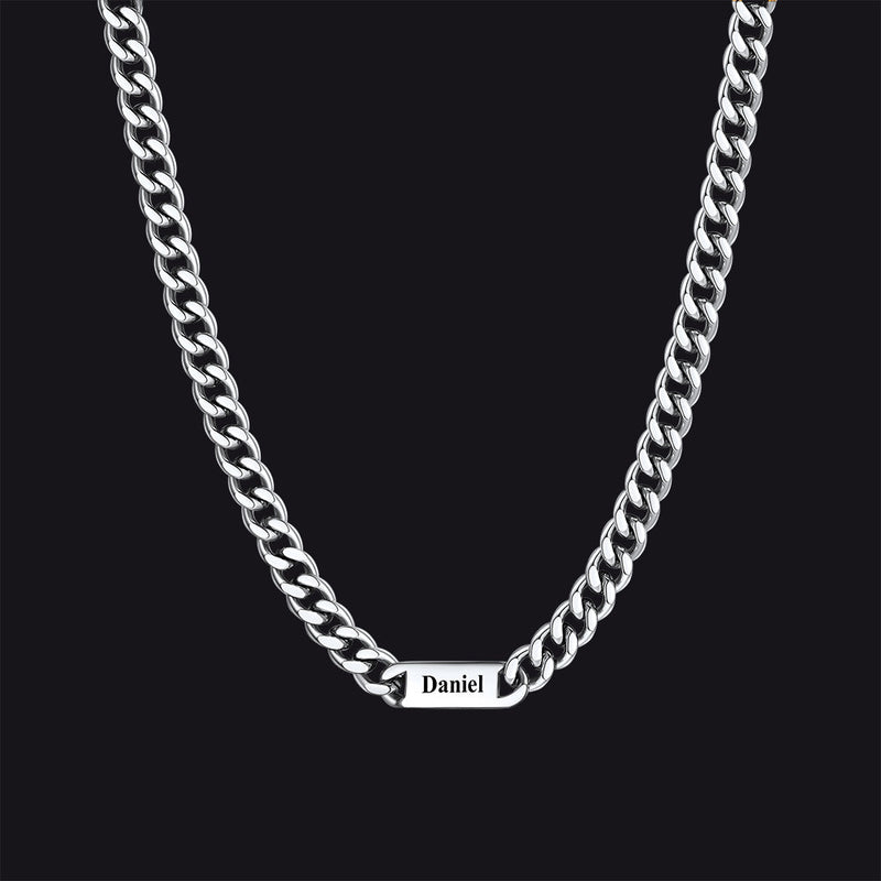 Customized Engraved Cuban Chain Name Link Necklace for