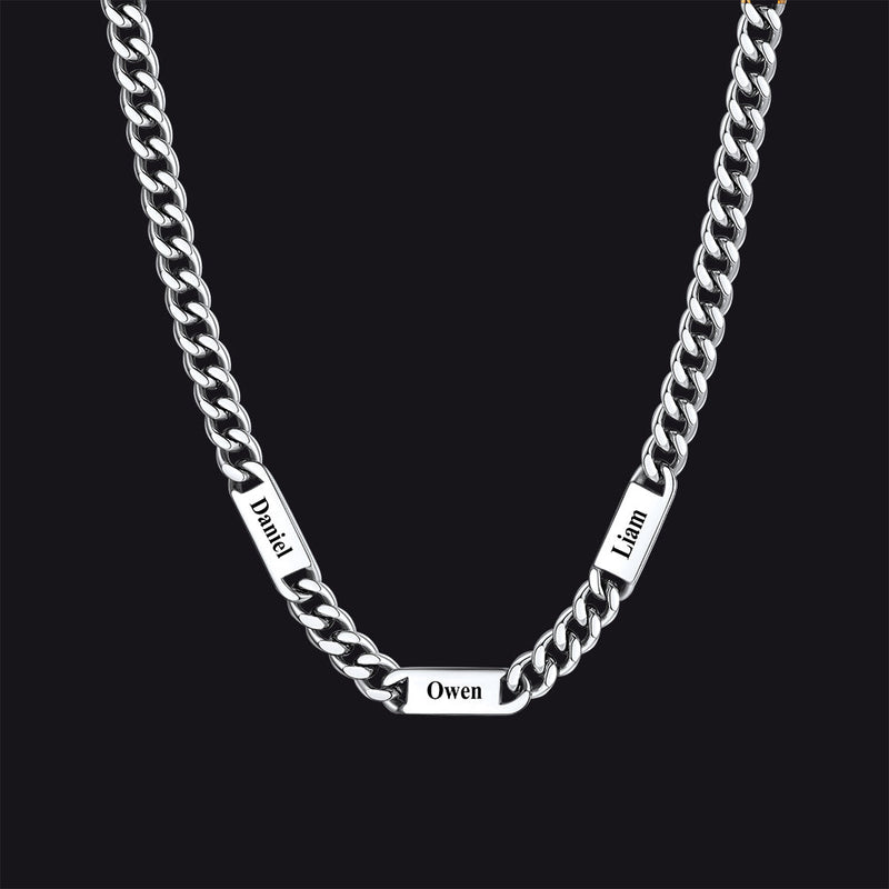 Customized Engraved Cuban Chain Name Link Necklace for