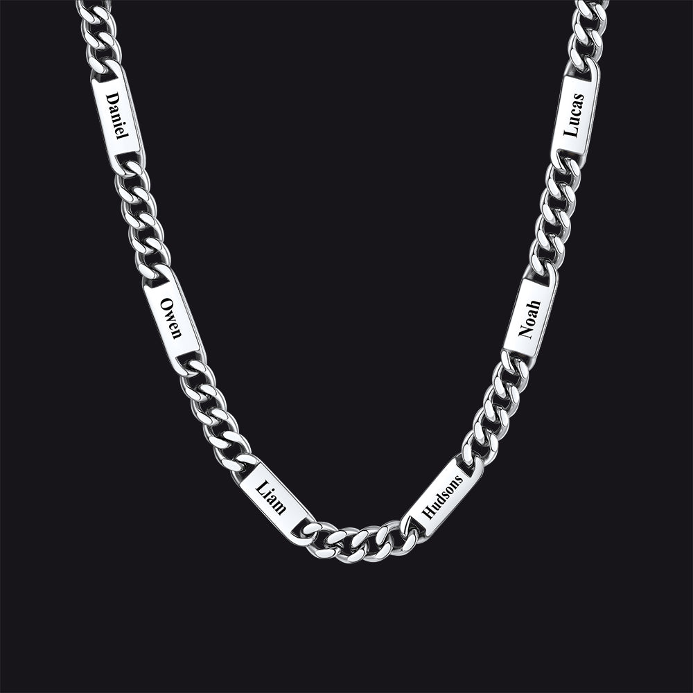 Customized Engraved Cuban Chain Name Link Necklace for