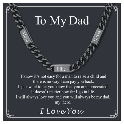 To My Engraved Name Chain Necklace, Birthday or Anniversary Gift for Him
