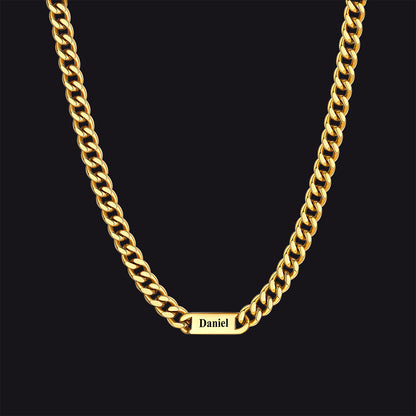 Customized Engraved Cuban Chain Name Link Necklace for