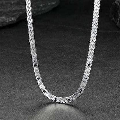 Customized Engraved Herringbone Snake Chain Choker Necklace for