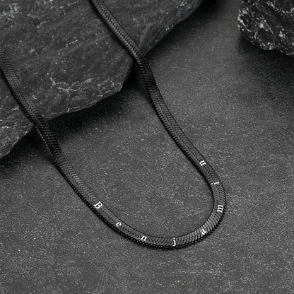 Customized Engraved Herringbone Snake Chain Choker Necklace for