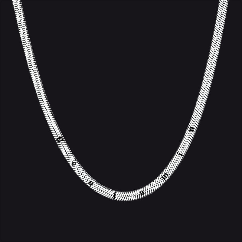 Customized Engraved Herringbone Snake Chain Choker Necklace for