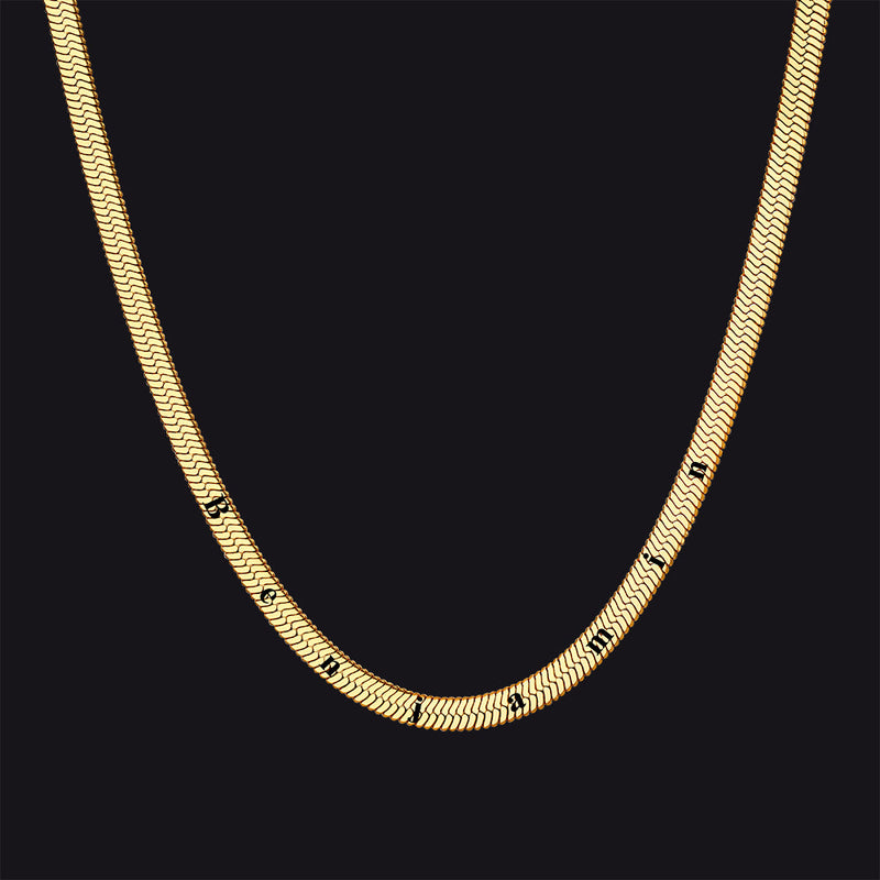Customized Engraved Herringbone Snake Chain Choker Necklace for