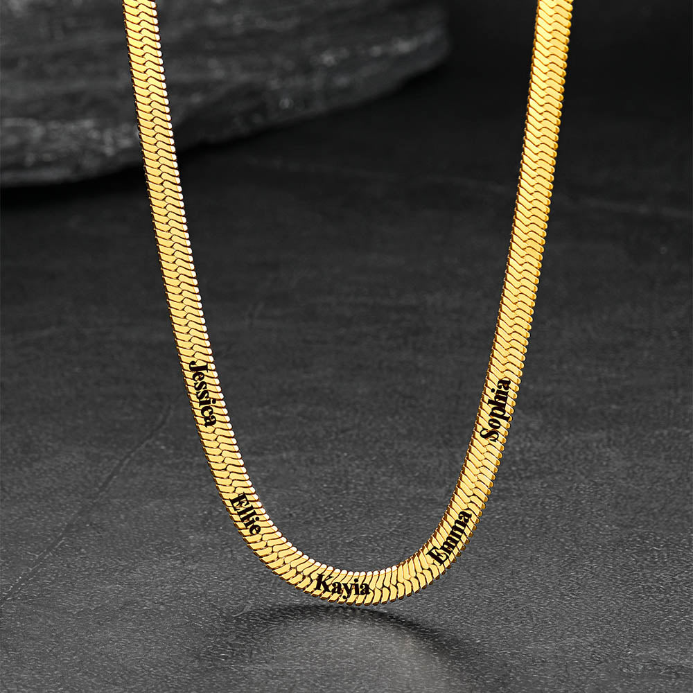 Customized Engraved Name Snake Chain Choker Necklace for