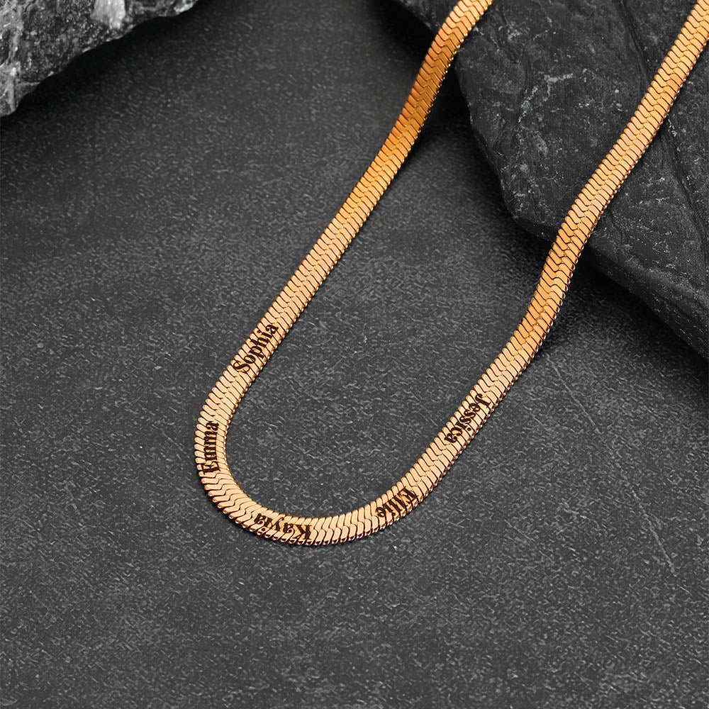 Customized Engraved Name Snake Chain Choker Necklace for