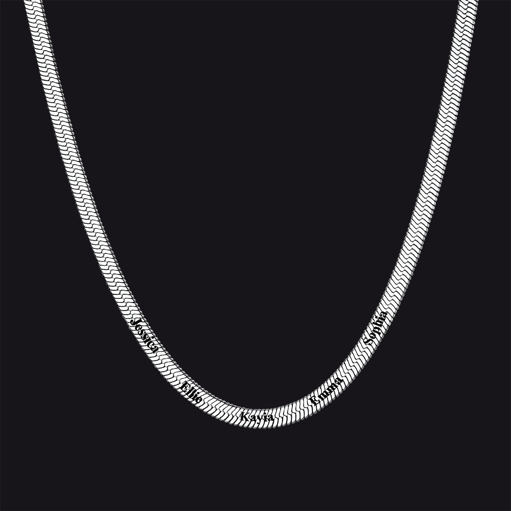 Customized Engraved Name Snake Chain Choker Necklace for