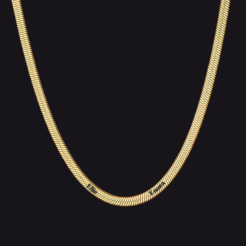 Customized Engraved Name Snake Chain Choker Necklace for