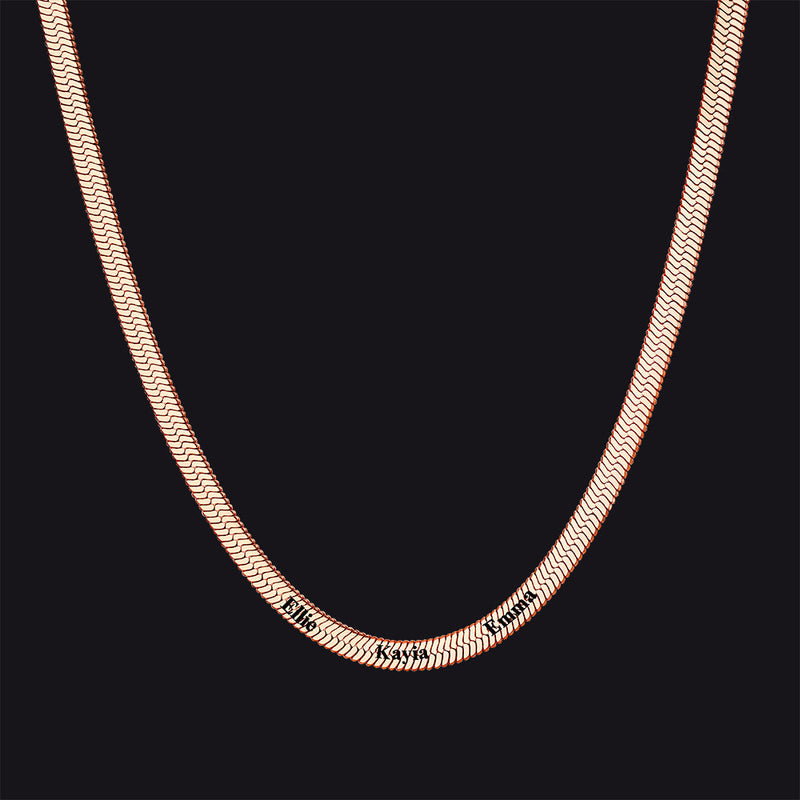 Customized Engraved Name Snake Chain Choker Necklace for