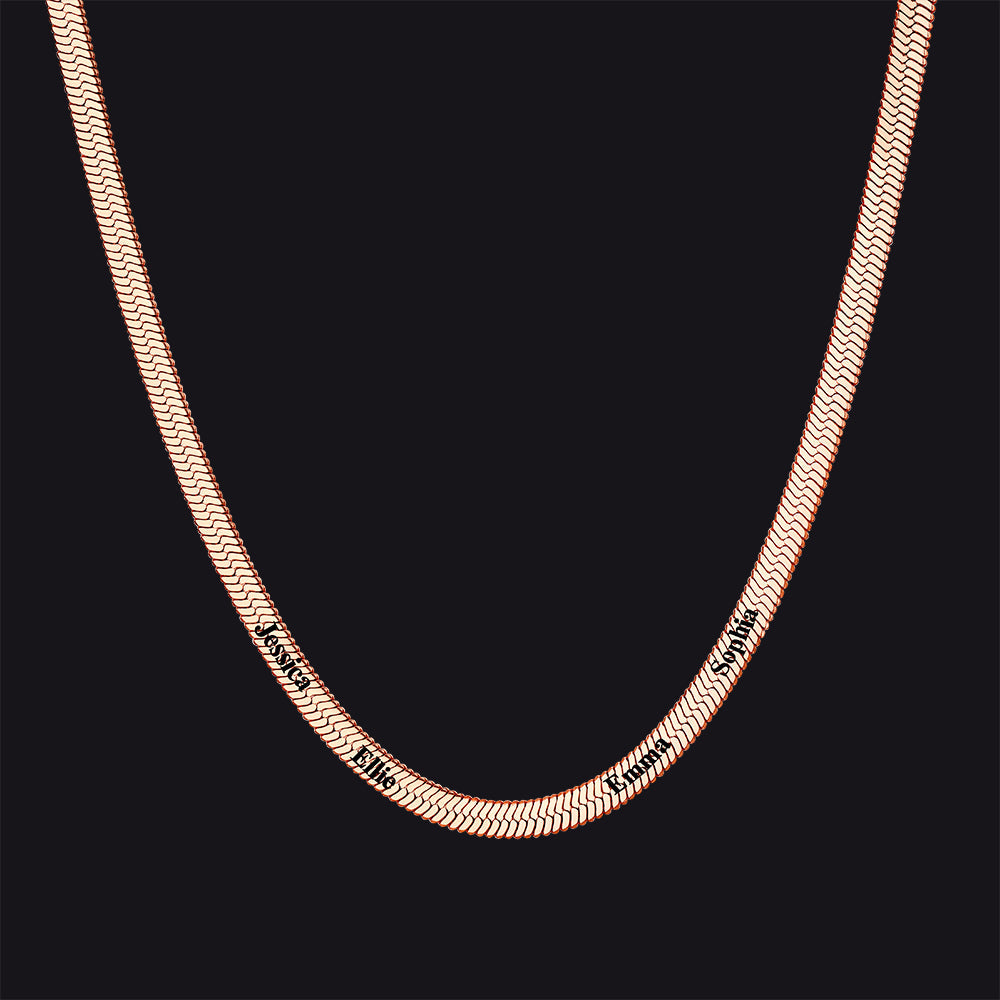 Customized Engraved Name Snake Chain Choker Necklace for