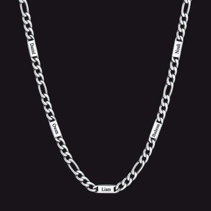 Customized Figaro Chain Engraved Name Necklace for Husband Gift