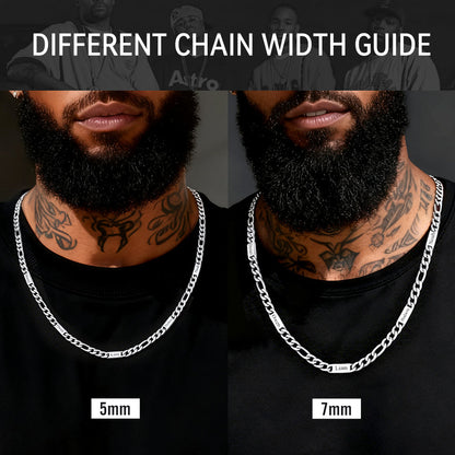 Customized Figaro Chain Engraved Name Necklace for Husband Gift