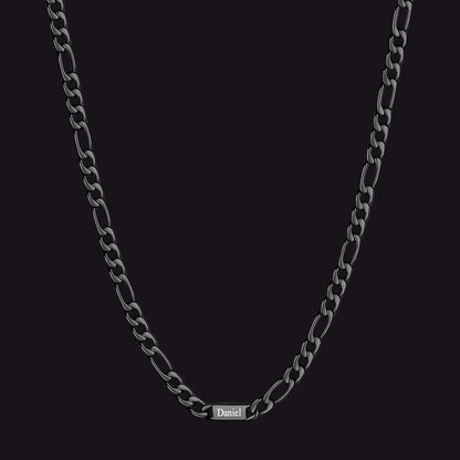 Customized Figaro Chain Engraved Name Necklace for Husband Gift