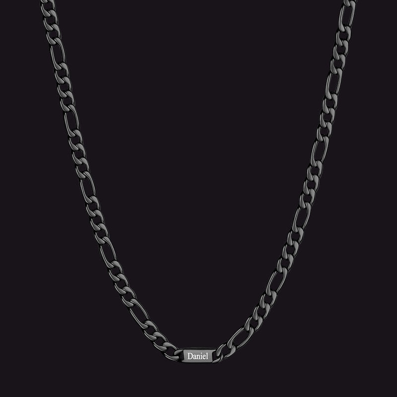 Customized Figaro Chain Engraved Name Necklace for Husband Gift