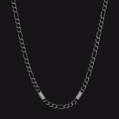 Customized Figaro Chain Engraved Name Necklace for Husband Gift