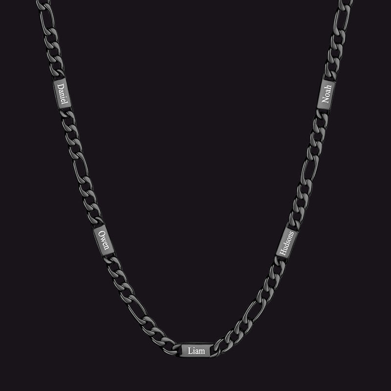 Customized Figaro Chain Engraved Name Necklace for Husband Gift