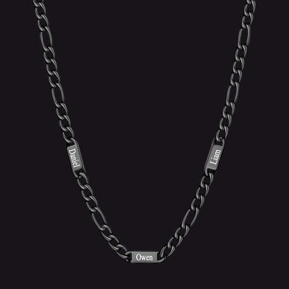 Customized Figaro Chain Engraved Name Necklace for Husband Gift