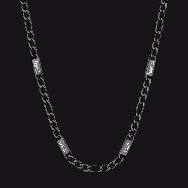 Customized Figaro Chain Engraved Name Necklace for Husband Gift