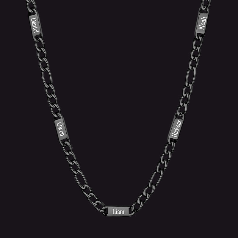 Customized Figaro Chain Engraved Name Necklace for Husband Gift