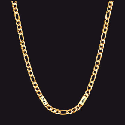 Customized Figaro Chain Engraved Name Necklace for Husband Gift