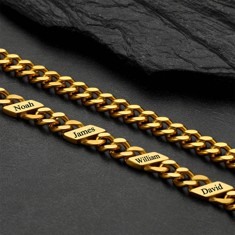 Customized Engraved Name Cuban Link Chain Necklace for , 7/9/12mm Width
