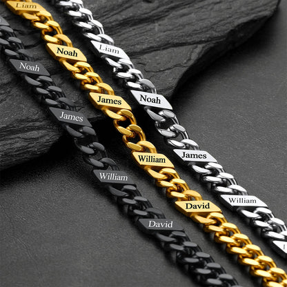 Customized Engraved Name Cuban Link Chain Necklace for , 7/9/12mm Width