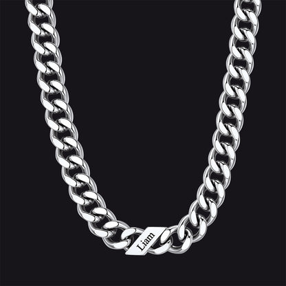 Customized Engraved Name Cuban Link Chain Necklace for , 7/9/12mm Width