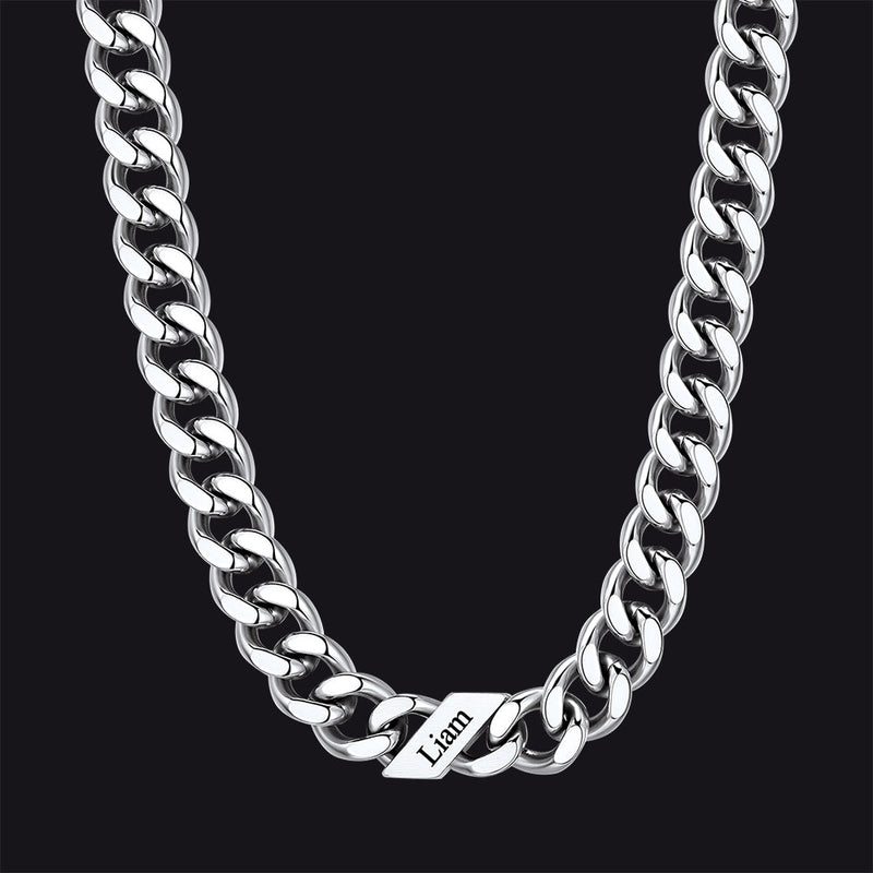 Customized Engraved Name Cuban Link Chain Necklace for , 7/9/12mm Width