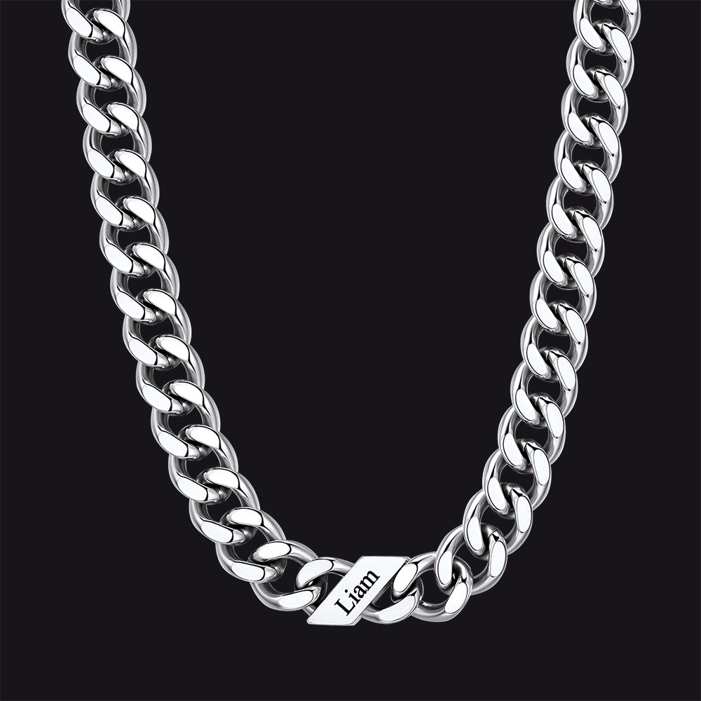 Customized Engraved Name Cuban Link Chain Necklace for , 7/9/12mm Width