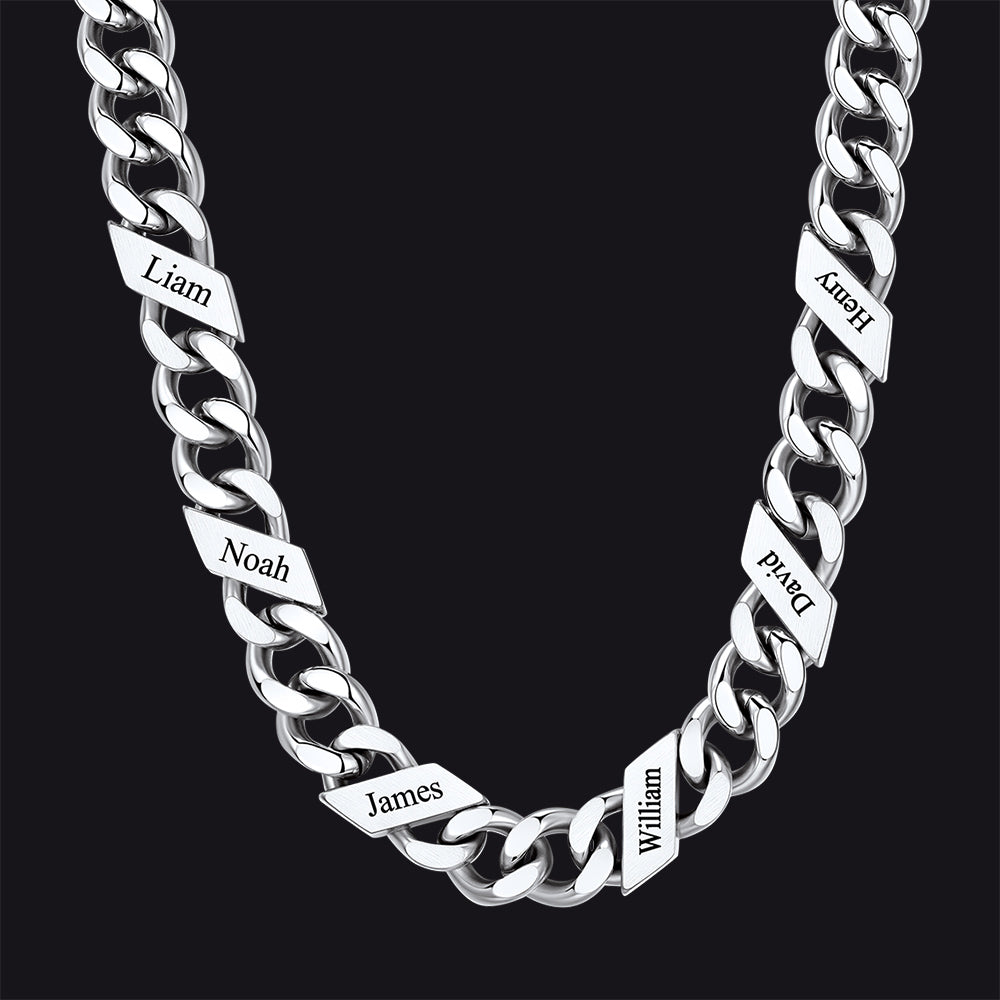 Customized Engraved Name Cuban Link Chain Necklace for , 7/9/12mm Width