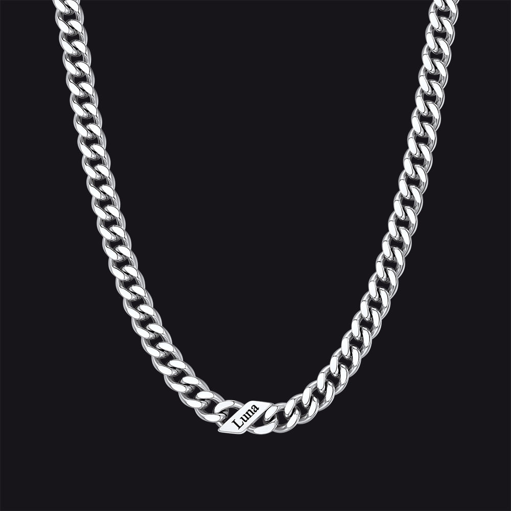 Customized Engraved Name Cuban Link Chain Necklace for , 7/9/12mm Width