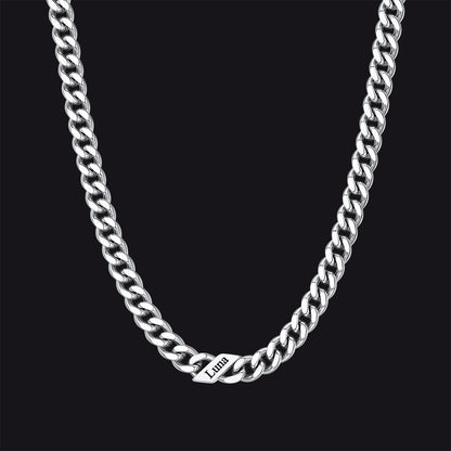 Customized Engraved Name Cuban Link Chain Necklace for , 7/9/12mm Width