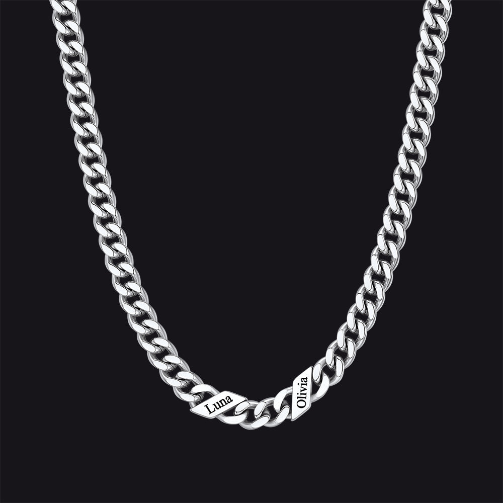 Customized Engraved Name Cuban Link Chain Necklace for , 7/9/12mm Width