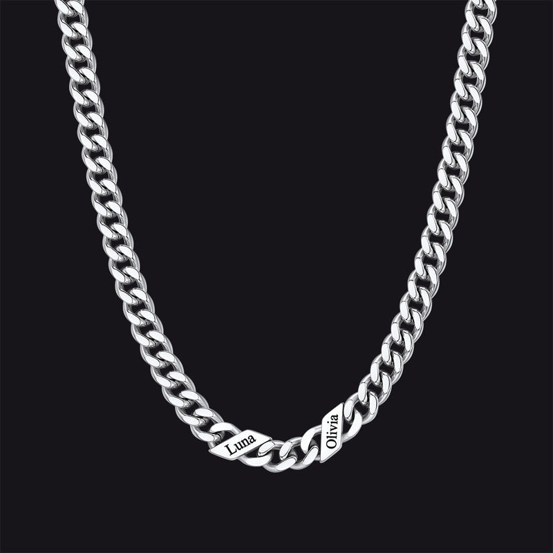 Customized Engraved Name Cuban Link Chain Necklace for , 7/9/12mm Width