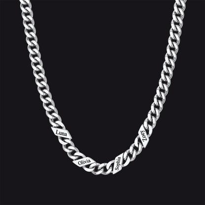 Customized Engraved Name Cuban Link Chain Necklace for , 7/9/12mm Width