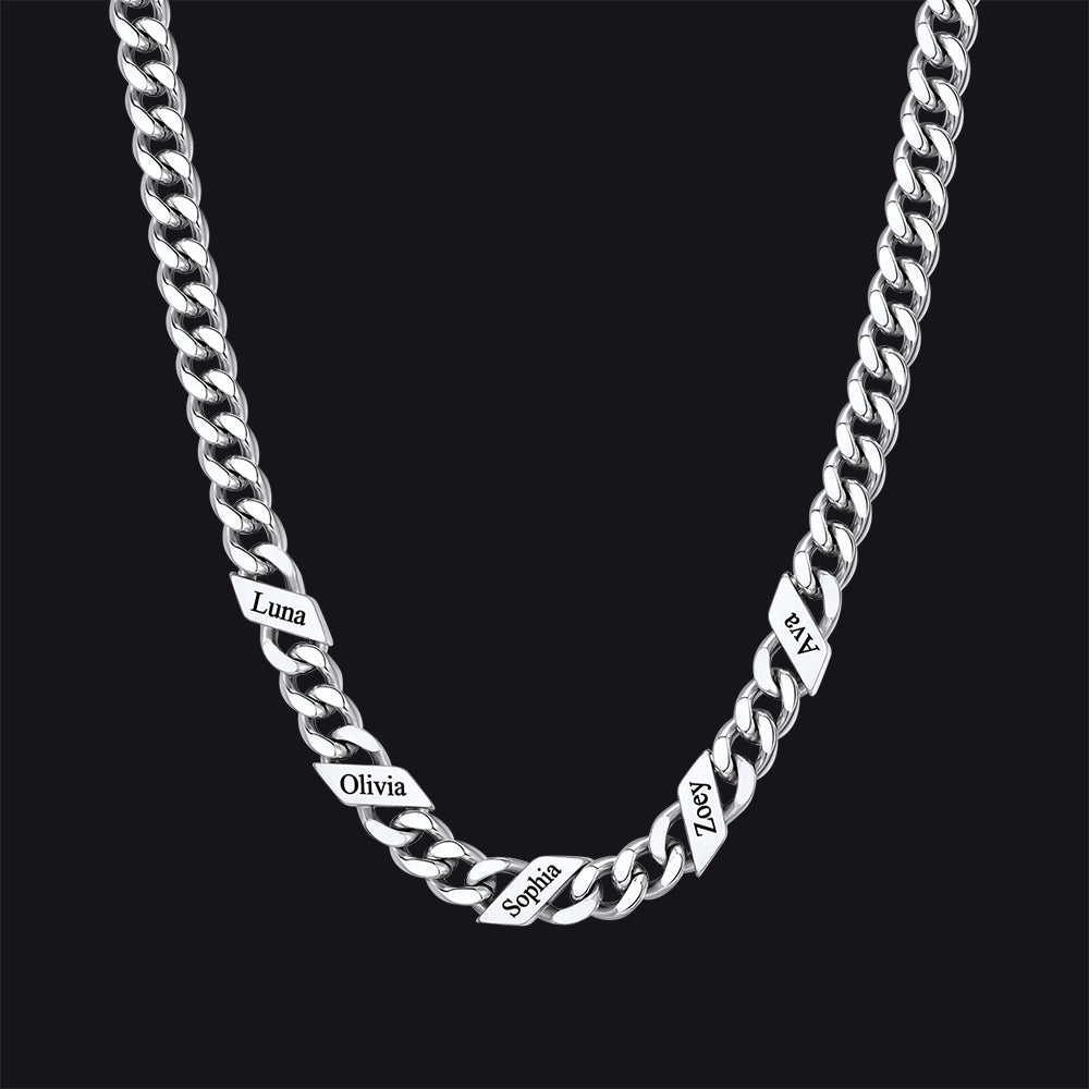 Customized Engraved Name Cuban Link Chain Necklace for , 7/9/12mm Width