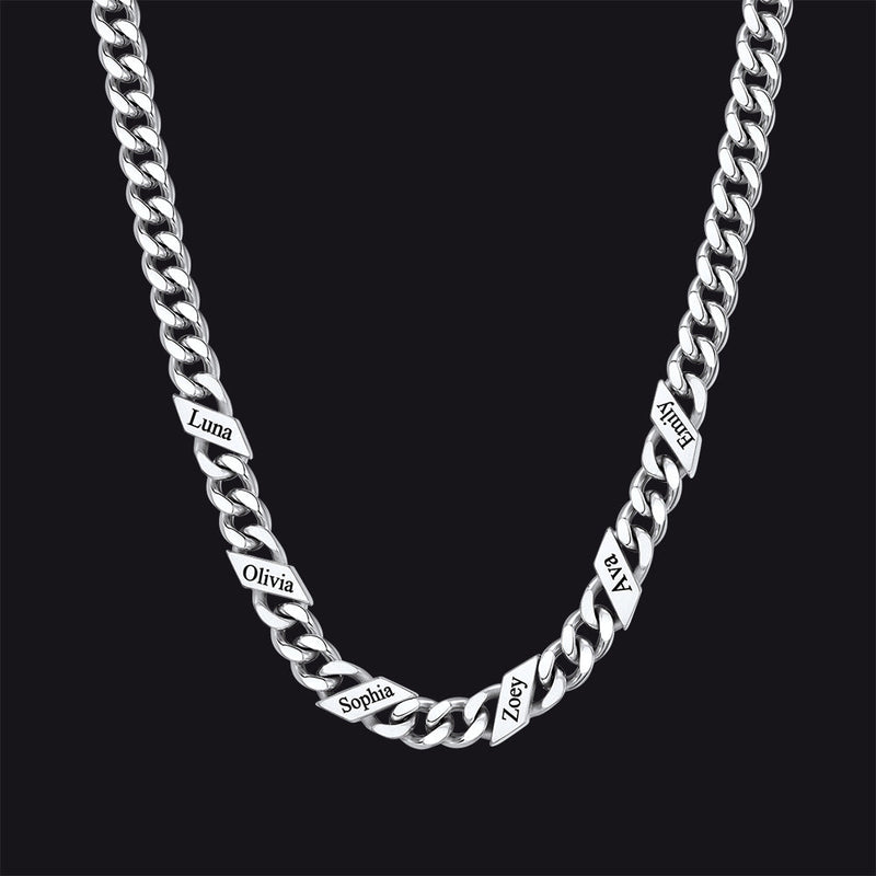 Customized Engraved Name Cuban Link Chain Necklace for , 7/9/12mm Width