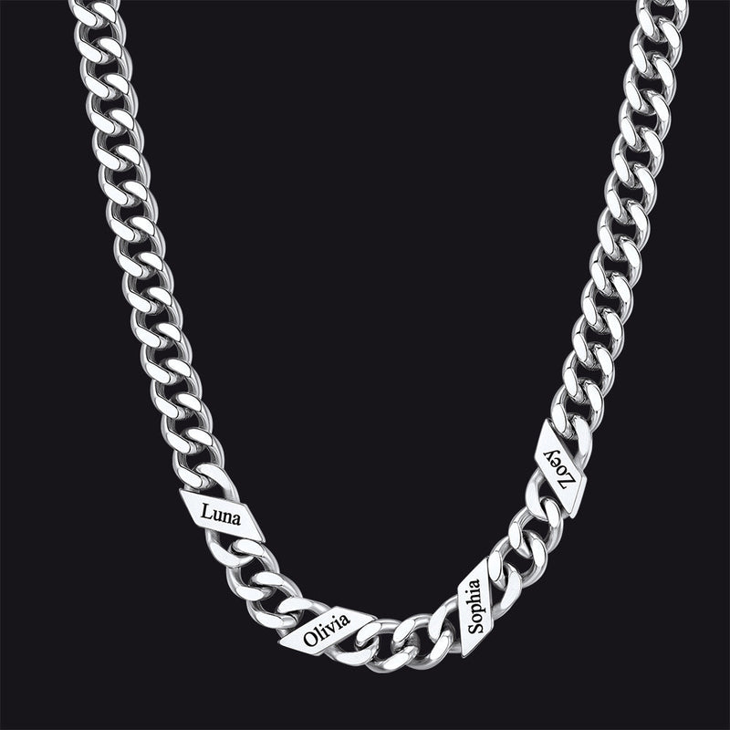 Customized Engraved Name Cuban Link Chain Necklace for , 7/9/12mm Width