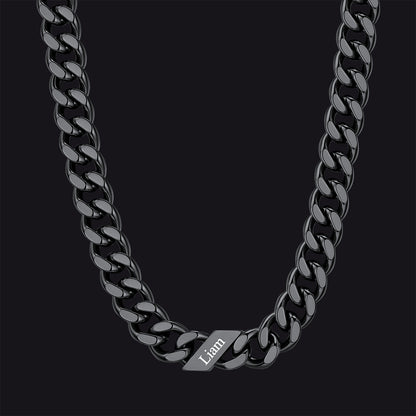 Customized Engraved Name Cuban Link Chain Necklace for , 7/9/12mm Width