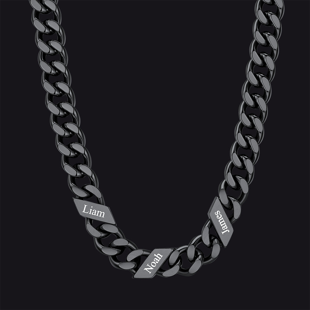 Customized Engraved Name Cuban Link Chain Necklace for , 7/9/12mm Width