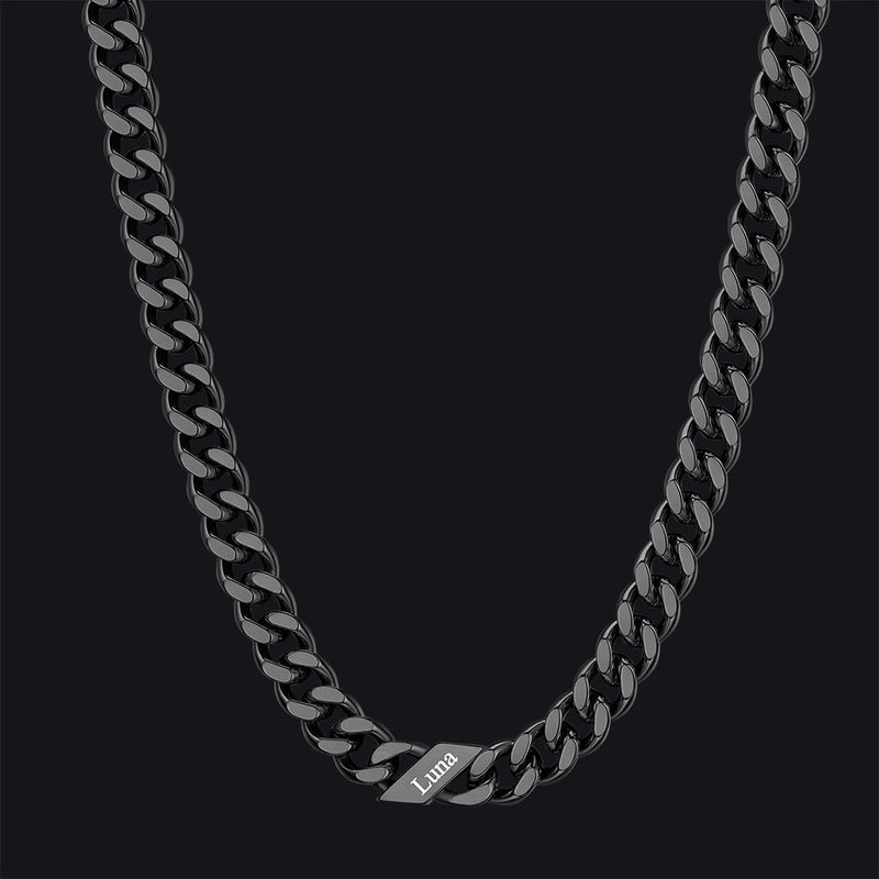 Customized Engraved Name Cuban Link Chain Necklace for , 7/9/12mm Width