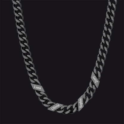 Customized Engraved Name Cuban Link Chain Necklace for , 7/9/12mm Width