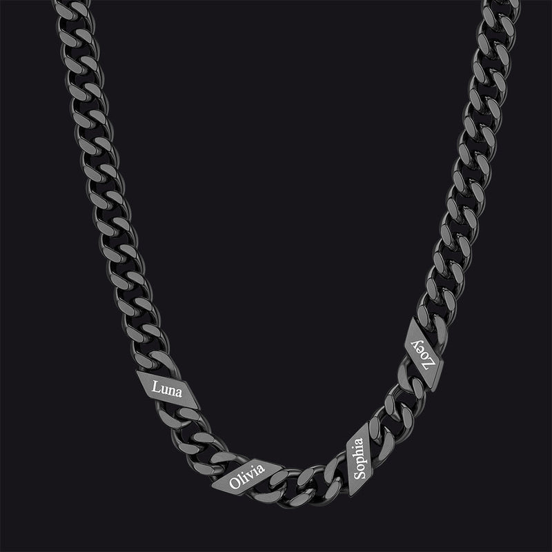 Customized Engraved Name Cuban Link Chain Necklace for , 7/9/12mm Width