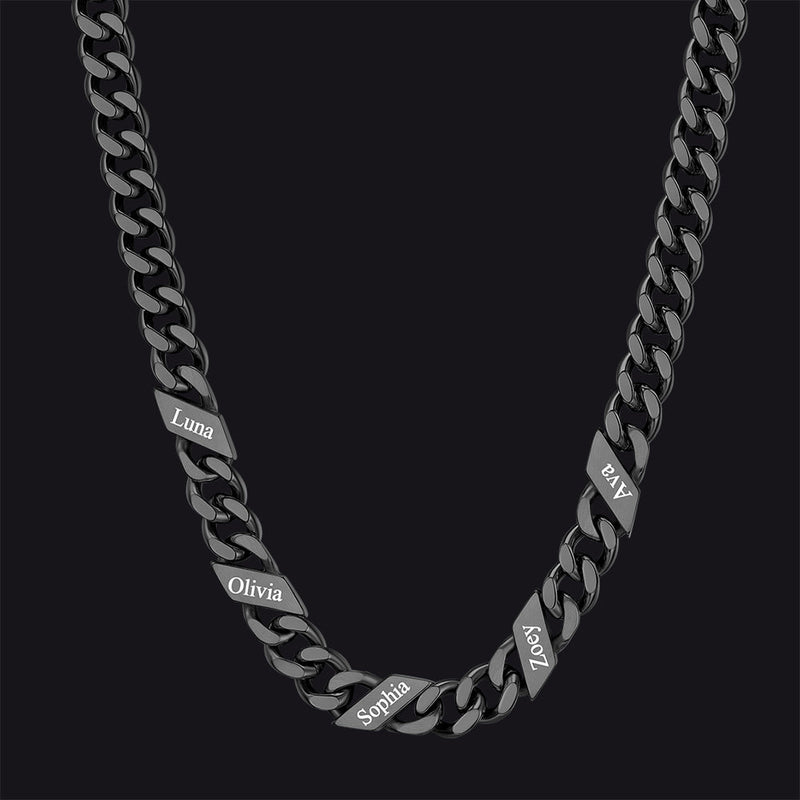 Customized Engraved Name Cuban Link Chain Necklace for , 7/9/12mm Width